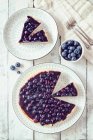 A blueberry tart with cream cheese (top view) — Stock Photo