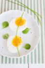 Uova sode con pepe ed erba cipollina — Foto stock