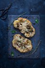 Roasted cauliflower escallops with herbs and spices — Stock Photo