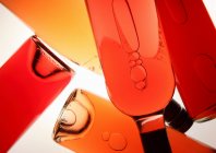 Various red wine and rose wine bottles (top view) — Stock Photo