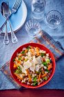 Risotto with seafood, vegetables and Parmesan cheese — Stock Photo