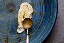 Sumerge la almendra turca con ajo, yogur y aceite de oliva - foto de stock