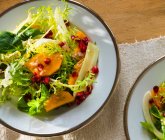 Uma salada de folhas mistas com sementes de manga e romã — Fotografia de Stock