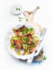 Pork fillet with mushrooms, grapes and herbs — Stock Photo