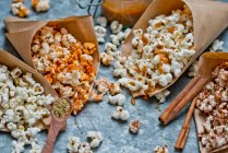 Flavored popcorn close-up view — Stock Photo