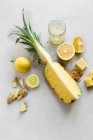 Ingredients for a pineapple smoothie — Stock Photo