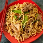 Lo Mein with beef and chicken — Stock Photo
