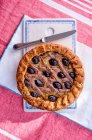 Freshly baked homemade blueberry pie on a plate — Stock Photo