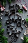 Christmas biscuit cutters close-up view — Stock Photo