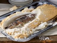 Форель лосося в соленой корочке — стоковое фото