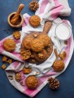 Carrot spiced muffins with cinnamon, ginger, cloves and walnuts — Stock Photo