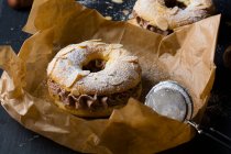 Paris brest with chestnut cocoa cream on baking paper — Stock Photo
