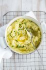 Homemade mashed potatoes with butter in a pot — Stock Photo
