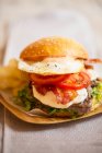 Steak Sandwich with fried egg — Stock Photo