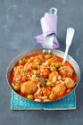 Pork meatball stew with green olives and beans — Stock Photo