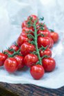 Cocktail tomatoes on the vine on paper — Stock Photo