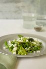 Vegan spring vegetable with feta and mintsauce — Stock Photo