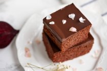 Rote-Bete-Schokolade Brownie, milchfrei, Low-Carb — Stockfoto