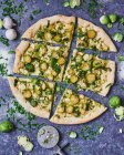 Brussels sprouts pizza top view — Stock Photo
