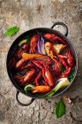 Crayfish in a pot close-up view — Stock Photo