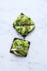 Open sandwiches with avocado — Stock Photo