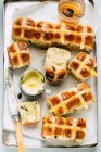 Hot Cross Buns with Raisins for Easter — Stock Photo
