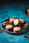 Macaron al cioccolato vista da vicino — Foto stock
