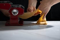 Making pasta dough, closeup — Stock Photo