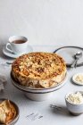 Pancake pie with cottage cheese — Stock Photo