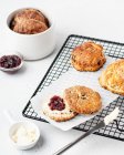 Scones with clotted cream and jam — Stock Photo