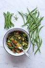 Grüne Bohnen Salat Nahaufnahme — Stockfoto