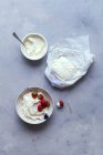 Mascarpone and whipped cream with strawberries — Stock Photo