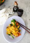 Rice with vegetables and herbs — Stock Photo