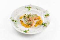 Delizioso salmone con formaggio e verdure — Foto stock