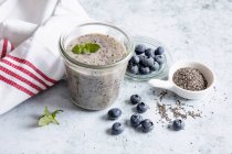 Blueberry smoothie with psyllium seeds — Stock Photo