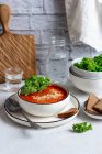 Tomato soup with kale - foto de stock