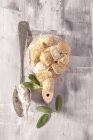 Fresh uncooked sage ravioli — Stock Photo