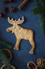 Gingerbread reindeer, Christmas celebrating decoration atmosphere — Stock Photo