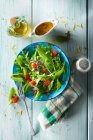 Salade de feuilles mélangées avec vinaigrette asiatique — Photo de stock