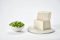 Semi di soia e tofu freschi — Foto stock