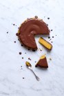 Orange cake with chocolate icing — Stock Photo