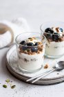 Cottage cheese cookie trifle with blueberries — Stock Photo