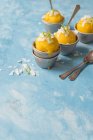 Mango sorbet with coconut and lime — Stock Photo