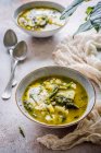 Zuppa di asparagi in ciotola bianca — Foto stock
