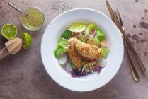Смешанный салат с куриной грудью — стоковое фото