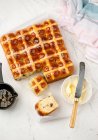 Hot Cross Buns with Raisins for Easter — Stock Photo