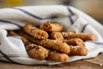 Gluten free breadsticks made with almond flour, ground flax and parmesan cheese — Stock Photo