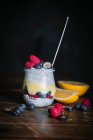 Skyr Chia Pudding with Lemon Curd and Berries — стокове фото