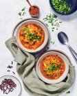 Homemade pumpkin soup with vegetables and herbs — Stock Photo
