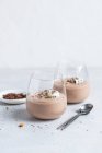 Chocolate cream mousse close-up view — Stock Photo